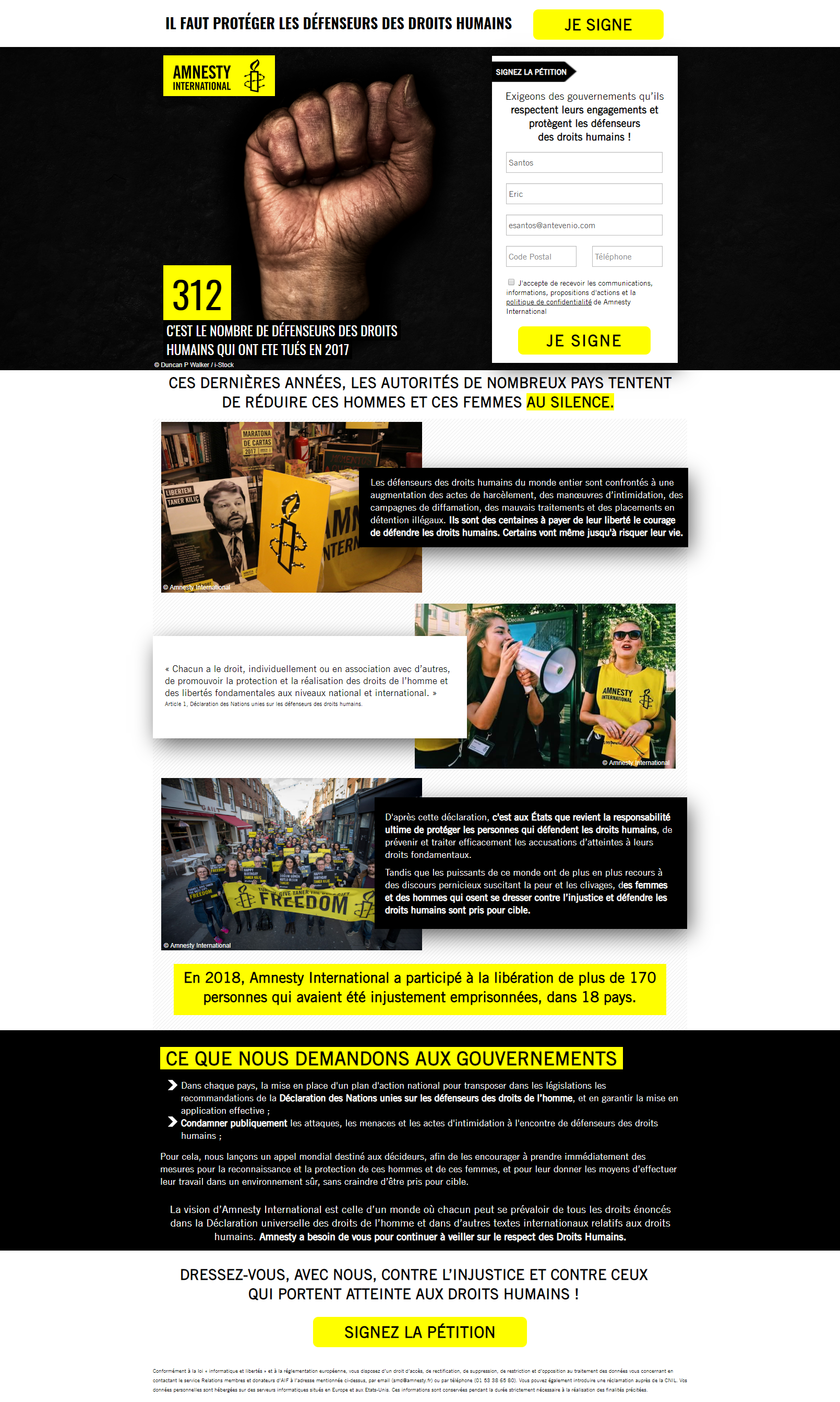 Création site internet Amnesty International